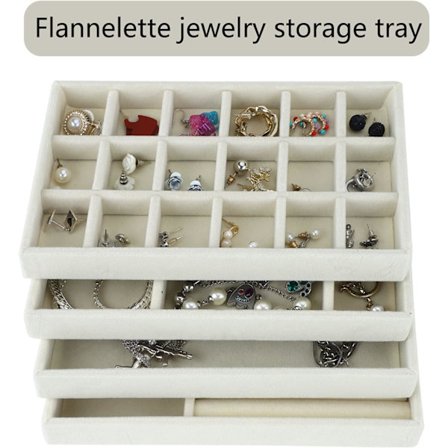 Smykkebrett Organizersett med 4 Smykke Skuffe Organizerbrett Hver