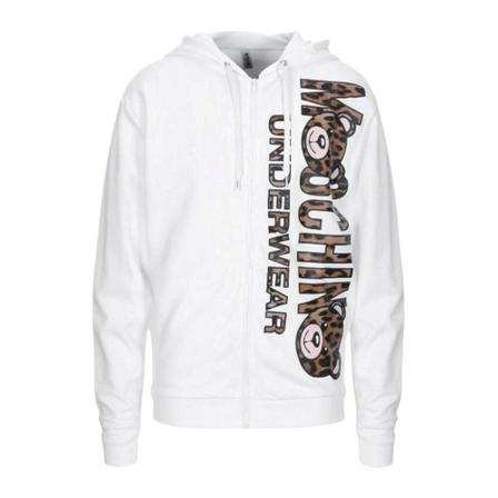 Moschino Undertøj Leopard Logo Hooded Sweatshirt Hvid, Herre
