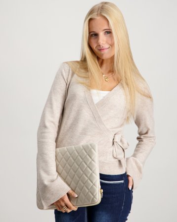 RYVLS Cloé Soft Knit Wrap Cardigan Beige Trøjer Pige - Kids Brand Store