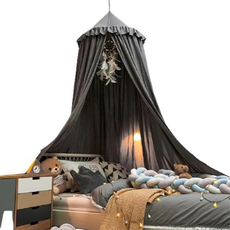 Muodin sänkykatos Monikäyttöinen Rei'ittämätön Hengittävä Sängyn Verho Pestävä Lukeminen-Rypytys Harmaa