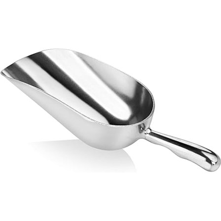 Støpt aluminiumsrund bunn bar issukker mel verktøyskuffe, sølv 10"