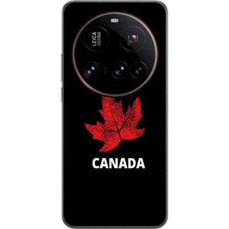 Kompatibelt Mobilskal till Xiaomi Xiaomi 15 Ultra Grafisk lönnlövssymbol i rött mot svart bakgrund med tydlig Kanadareferens och minimalistisk desi