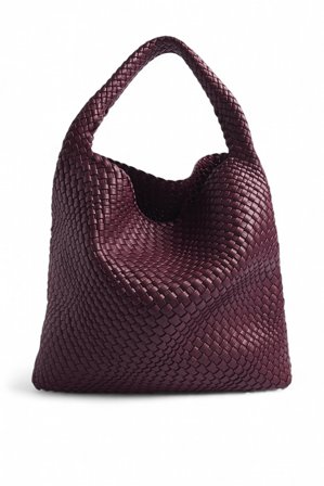 NA-KD Soft Woven Tote - Tasker - Burgundy - One Size