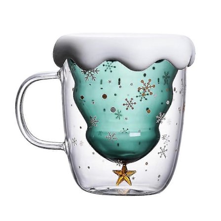 Søt julekaffekopp, tekopp, melkekoppglass Dobbeltveggisolerte glass Espressokopp, julegave til kvinner, menn, barn, kontor IQE