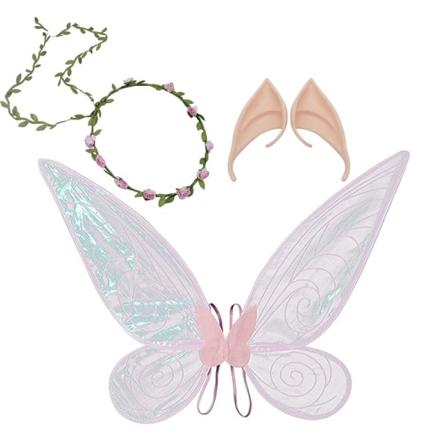Fjärilsfe vingar kostym dam flickor glitter prinsessa vingar halloween Pink
