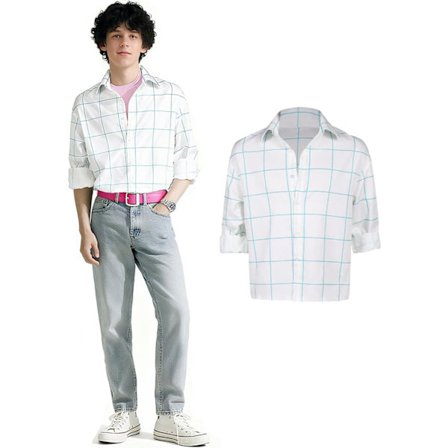 Saja Boys Jinu -asu lapsille, Kpop Demon Boys Jinu Saja Boy Cosplay -paita valkoinen ruutupusero kukkapaita Halloween-karnevaalijuhliin vapaa-ajan 