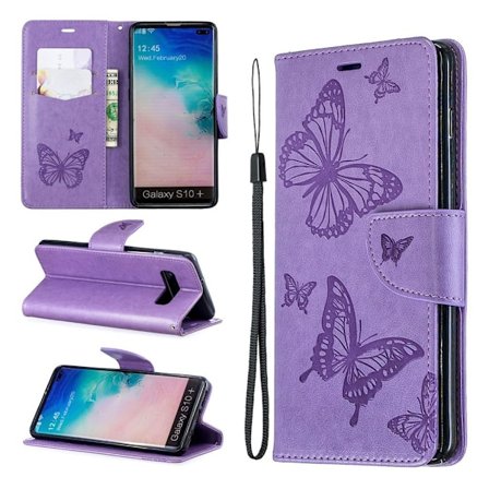 Butterfly läder Samsung Galaxy S10 Plus fodral - Lila