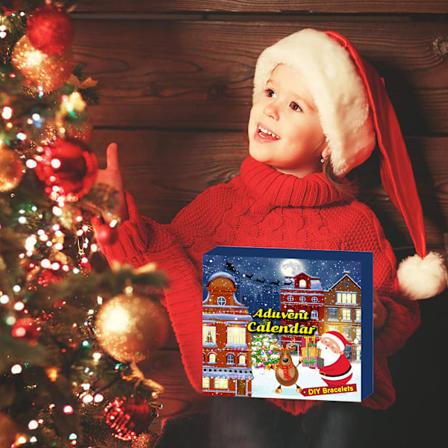 Julekalender DIY-anheng armbånd Jule 24 dager nedtellingskalender gaveeske sett for barn gutter jenter julefestgave