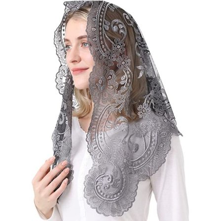 Spansk Traditionel Trekantet Slør Sort og Hvid Kristne Katolske Kirkeslør til Kvinder