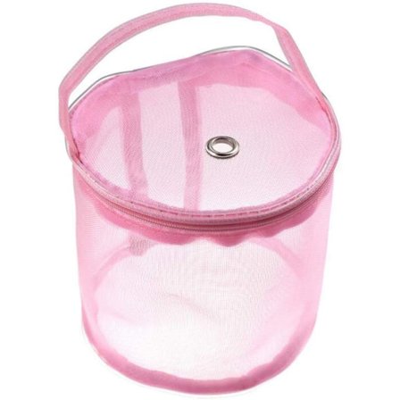 Bærbar Organizer Strikkeværktøj Garn Etui Mesh Taske Hæklegarn Opbevaring Tote Kurve Pink S 14X13cm