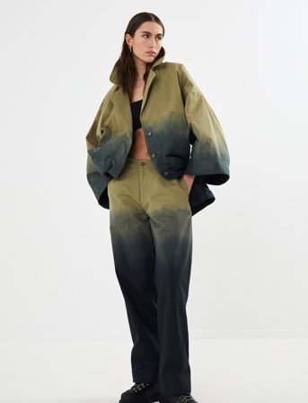 Rabens Saloner Flow Drill Pants - Jahan - Khaki green - S