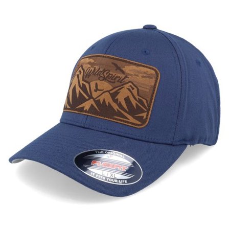 Wild Spirit - Blå flexfit Keps - Big Mountain & Birds Patch Navy Flexfit @ Hatstore