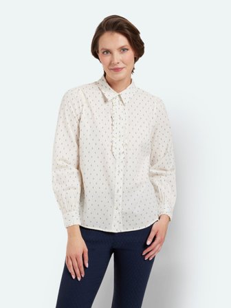 BRANDTEX - Skjorte - Råhvid - Flæser - Prikket