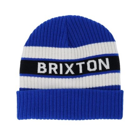 Brixton - Blå cuff Beanie - Rainier Striped Royal/White/Black Cuff @ Hatstore