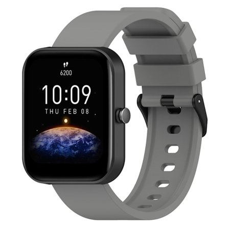 Amazfit Bip 3 / Bip S klockarmband i silikon med svart spänne - Grå