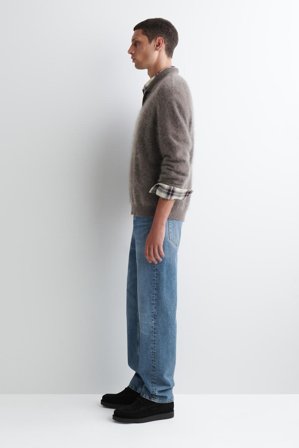 COS Men's Jersey Polo Cashmere Cepillado in Beige