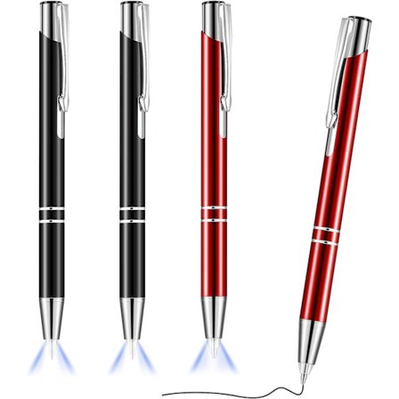 4 stk. Lysende Spids Kuglepen med LED Lys Pen med