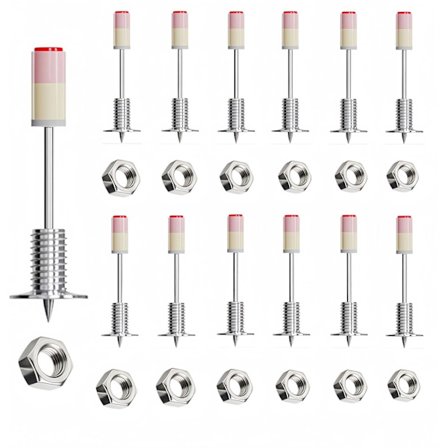 100 Stykker Gjenget Spiker for Betongspikerpistol - Komplett Sett med M8 Muttere etc. for Veggfeste og Reparasjon