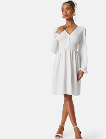 Bubbleroom Structure Button Short Dress - White - M