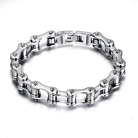 Punk Armband i Rostfritt Stål Herr Cyklist Cykel Motorcykel Kedjearmband 8.5"