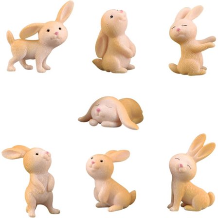Mini kaninfigurer, kanindekorasjoner, mini påskekanin