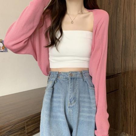 Strikket cardigan issilkesjal ROSA Pink