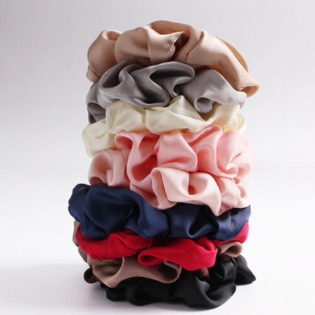 Women Silky Satin Scrunchies Elastic Band Solid Soft Hair Tie Rope Ring Headwear