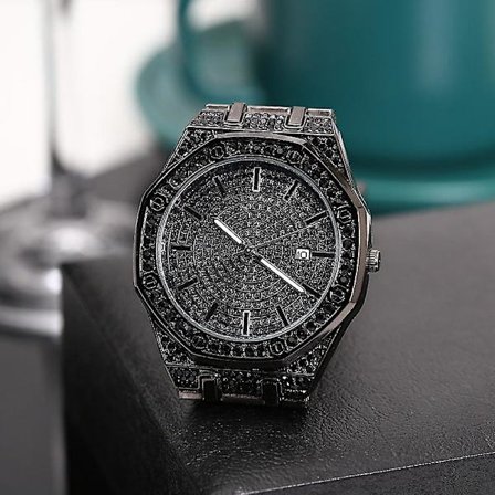 Damklocka med Diamantlegering, Modekalender, Stålband, Herrklocka med Kvarts