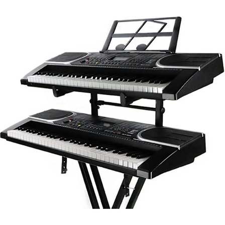 Universaali Tuplakosketinsoitinteline - Toinen Taso Sähköurkujen Pidiketeline | Kannettava Pianoteline Säädettävällä Korkeudella