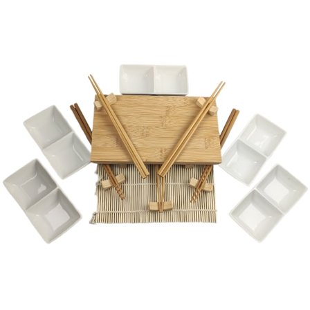 Sushi-serveringssæt - mindre high five-gæster + todelt firkant