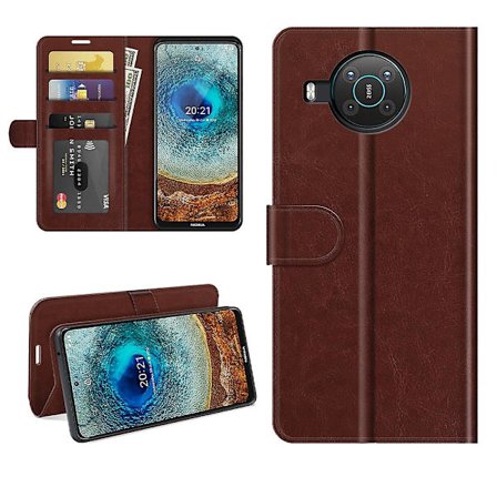 För Nokia X10/X20 R64 Textur Läder TPU Fodral [BR]