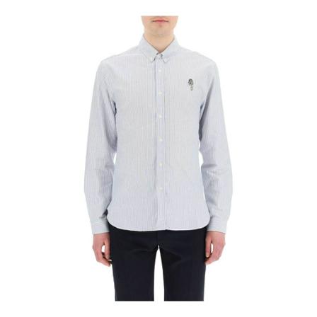 Maison Labiche, Embroidered malesherbes shirt Blauw, Heren, Maat:M,Katoen,gestreept