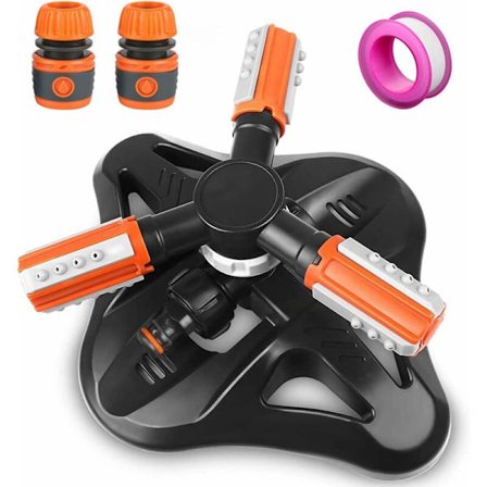 Puutarhan sprinkler, 360° pyörivä automaattinen nurmikon sprinkler 3 varrella ja 36 integroidulla suuttimella Automaattinen kastelu puutarhan 
