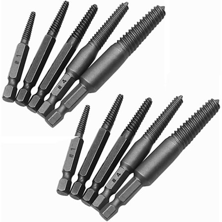 10-pack 1/4" Hexskaft Skruvutdragare Set för att Ta Bort Trasiga Skruvar och Skadade Bultar