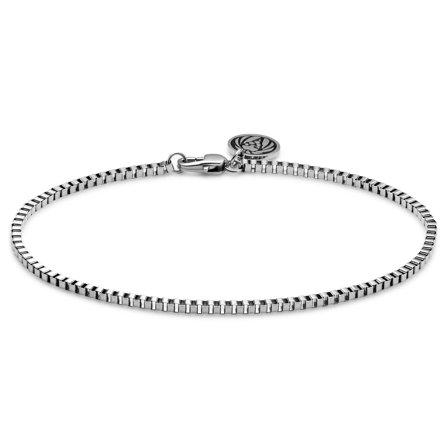 Essentials | Pulsera de cadena de caja cuadrada plateada de 2 mm para hombres - Pulseras de acero