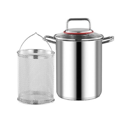 Teräksinen parsa-astia korilla Parsa-pasta-keitin Ranskanperunoiden keittoastia [DM]