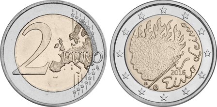 Finland 2016 - 90-året for forfatteren Eino Leinosdød - 2 euro mønt