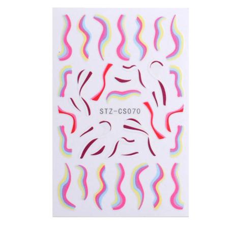 Nail Art Stickers Dekaler Överföringar Pink Wavy Swirls Abstrakt Lin