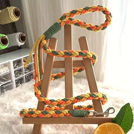 1 stk. håndvævet hundesnor egnet til kæledyrshunde - robust, holdbar udendørs snor med unik geometrisk vævning, 1,4 meter lang snor (4 fod) til [D]