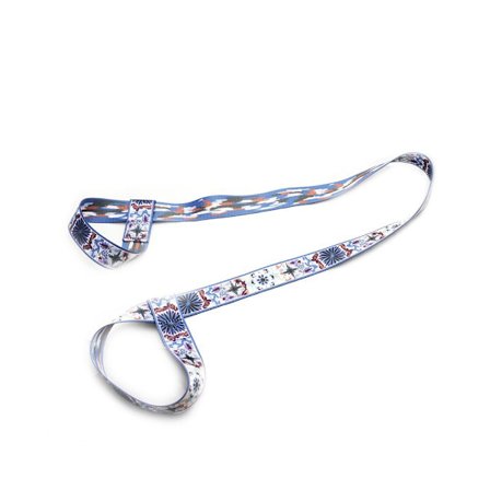 Bærestropp yogamat laget av bomull, justerbar, for Pilates, strekking blå og hvit