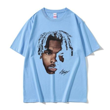 Hip Hop Oversized Tee Vanlig Retro Rapper Streetwear Sommar Herr Dam Kortärmad Tee Light blue L