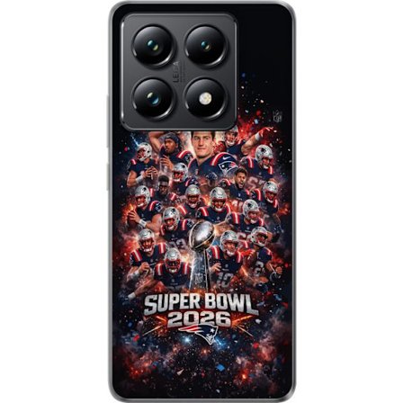 Kompatibelt Mobildeksel til Xiaomi 14T Super Bowl 2026 plakat med New England Patriots og NFL-trofe i eksplosiv sportsdesign