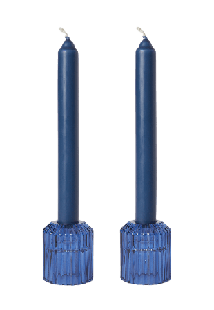 MANO ATELIER Gåvoset låg ljusstake och ljus, 2-pack Ljus & ljusstakar Blå ONESIZE