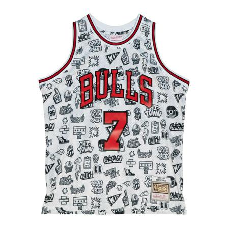 Mitchell & Ness, Bulls Tony Kukoc Jersey T -shirt Wit, Heren, Maat:S