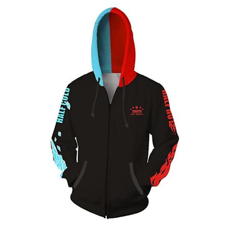My Hero Academia Todoroki Shoto Cosplay Kostym Hoodie Tröja Svart med blixtlås Black with zipper 3XL