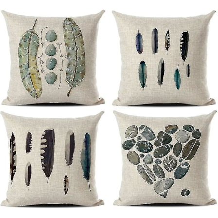 Tryckt kuddfodral i bomull och linne