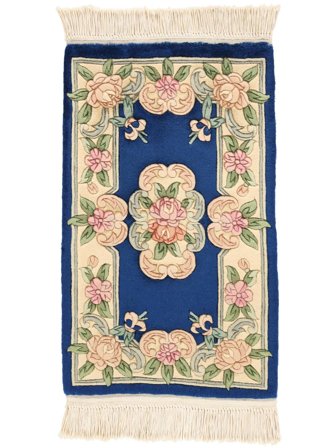 Tapis Chinois 90 Line 53X87 Beige/Bleu Foncé (Laine, Chine)