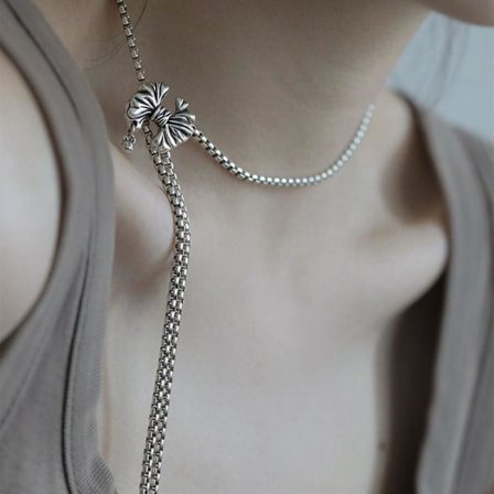 Dam rosett halsband och armband set, justerbar design, cool stil, utsökt hantverk.