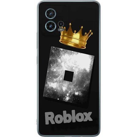 Kompatibelt Mobildeksel til Motorola Motorola Moto G72 Minimalistisk svart og sølvfarget Roblox-symbol med gylden krone og luksuriøs gamer-estetikk