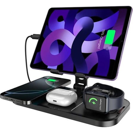 Laddningsstation Apple 4 i 1 med justerbart stativ för tabletter